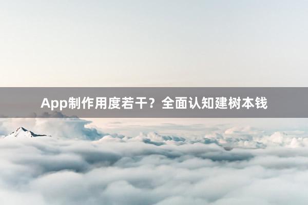 App制作用度若干？全面认知建树本钱