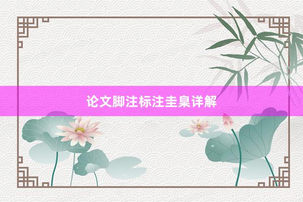 论文脚注标注圭臬详解
